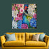 Blooming Symphony Hand painted Colorful Wall Painting for Home Wall (With outer Floater Frame) (40 x 40 Inches)